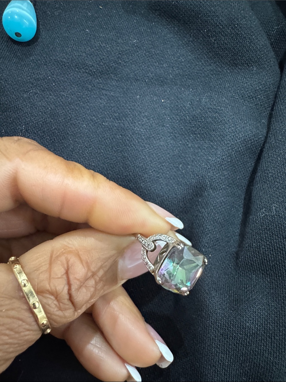 Mystic Aura Cushion-Cut Pendant in Iridescent Green